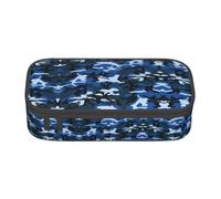 BREAUX Blue Camo print unisex pencil pouch, versatile stationery storage bag for office, travel or makeup