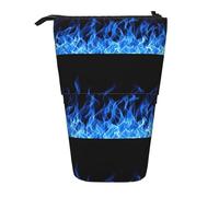 BREAUX Blue Flame print Telescopic pencil case, fit for multi-functional pencil makeup bag storage bag and wallet