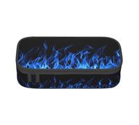 BREAUX Blue Flame print unisex pencil pouch, versatile stationery storage bag for office, travel or makeup