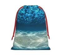 BREAUX Blue Ocean Sea Print Drawstring Present Bag Wrapping Reusable Bag Present Wrap Bags for Christmas