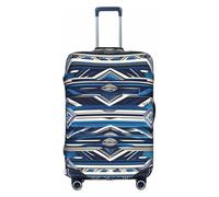 BREAUX Blue Polynesian Maori Tribal Pattern print Trolley Suitcase Protective Cover Luggage Protective Cover Unique Double Sided Pattern, White, S