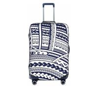 BREAUX Blue Polynesian Maori Tribal Pattern print Trolley Suitcase Protective Cover Luggage Protective Cover Unique Double Sided Pattern, White, S