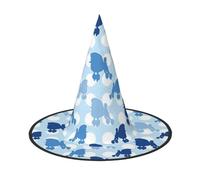 BREAUX Blue Poodle Polka Dot print Halloween Witch and Wizard Hat Witch Costume for Theme Decoration Halloween Party