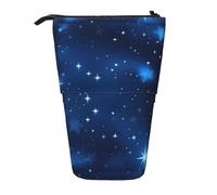 BREAUX Blue Shining Stars pattern print Telescopic pencil case, fit for multi-functional pencil makeup bag storage bag and wallet