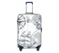 BREAUX boat Map print Trolley Suitcase Protective Cover Luggage Protective Cover Unique Double Sided Pattern, White, Large, White, Large