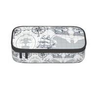 BREAUX boat Map print unisex pencil pouch, versatile stationery storage bag for office, travel or makeup