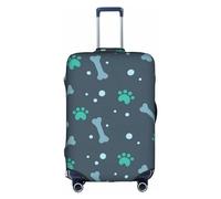 BREAUX Bones and dog claws print Luggage Cover, Luggage Protective Cover, Trolley Travelling Case Protective Cover, White, S