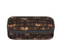 BREAUX Book Room Library print unisex pencil pouch, versatile stationery storage bag for office, travel or makeup