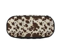 BREAUX brown Cow Spots print Pencil case, makeup bag, sturdy storage bag, fit for office or travel essential accessories, Black, One Size, Portability, Black, One Size, Portability
