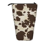 BREAUX brown Cow Spots print Telescopic pencil case, fit for multi-functional pencil makeup bag storage bag and wallet, Black, One Size, Fashion