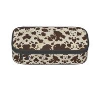 BREAUX brown Cow Spots print unisex pencil pouch, versatile stationery storage bag for office, travel or makeup