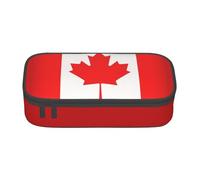 BREAUX Canadian flag print unisex pencil pouch, versatile stationery storage bag for office, travel or makeup, Black, One Size, Concise