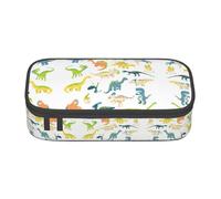 BREAUX Cartoon Dinosaur Images print unisex pencil pouch, versatile stationery storage bag for office, travel or makeup