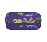 BREAUX Cartoon Dinosaur Images print unisex pencil pouch, versatile stationery storage bag for office, travel or makeup
