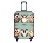 BREAUX Cartoon Owls Cute print Trolley Suitcase Protective Cover Luggage Protective Cover Unique Double Sided Pattern, White, S