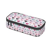 BREAUX carttoon cat print unisex pencil pouch, versatile stationery storage bag for office, travel or makeup