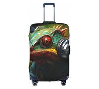 BREAUX Chameleon listen music print Luggage Protective Covers Luggage Sleeves Luggage Decorative Covers, Zip Luggage Covers, White, L
