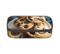 BREAUX Chocolate Chips Biscuits Printed Large Capacity Cosmetic Bag, Toiletries Bag, Stationery Organiser., Black, One Size, Floral