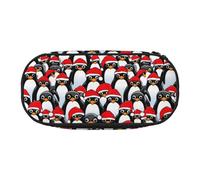 BREAUX Christmas Penguins print 300D Oxford Cloth Pencil Case Pouch, Double-Headed Zipper Design, Cosmetics and Organizer