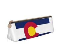 BREAUX Colorado state flag print Triangle leather stationery storage bag, fit for travel and cosmetics storage