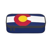 BREAUX Colorado state flag print unisex pencil pouch, versatile stationery storage bag for office, travel or makeup, Black, One Size, Concise