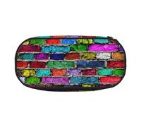 BREAUX Colorful Brick print 300D Oxford Cloth Pencil Case Pouch, Double-Headed Zipper Design, Cosmetics and Organizer