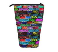 BREAUX Colorful Brick print Vertical retractable pencil case, fashionable wallet, multifunctional storage bag
