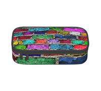 BREAUX Colorful Brick Printed Large Capacity Cosmetic Bag, Toiletries Bag, Stationery Organiser., Black, One Size, Floral