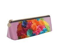 BREAUX Colorful Cupcakes Rainbow Flower Cake print Triangle leather stationery storage bag, fit for travel and cosmetics storage