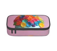 BREAUX Colorful Cupcakes Rainbow Flower Cake Printed Large Capacity Cosmetic Bag, Toiletries Bag, Stationery Organiser., Black, One Size, Floral