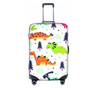 BREAUX Colorful Dinosaurs print Trolley Suitcase Protective Cover Luggage Protective Cover Unique Double Sided Pattern, White, S