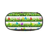 BREAUX Colorful Easter Egg print Pencil case, makeup bag, sturdy storage bag, fit for office or travel essential accessories, Black, One Size, Portability
