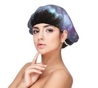 BREAUX Colorful Galaxy Bonnet for Hair Protection, Sleep Cap for Women and Men, Soft Satin Sleep Cap with Elastic Band, Black, One size