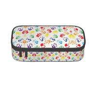 BREAUX Colorful Hand Shapes Rainbow print unisex pencil pouch, versatile stationery storage bag for office, travel or makeup