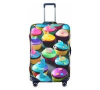 BREAUX Colorful Happy Birthday Cupcakes print Trolley suitcase protective cover, high elasticity fabric, trolley suitcase cover, White, S