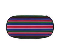 BREAUX Colorful Mexican Stripes.webp print Pencil case, makeup bag, sturdy storage bag, fit for office or travel essential accessories, Black, One Size, Portability