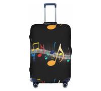 BREAUX Colorful Musical Note print Trolley Suitcase Protective Cover Luggage Protective Cover Unique Double Sided Pattern, White, S