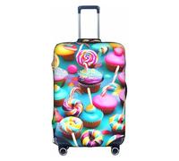 BREAUX Colorful Sweet Lollipop Cupcake Donut print Trolley suitcase protective cover, high elasticity fabric, trolley suitcase cover, White, L