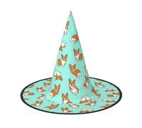 BREAUX Corgi Cute Dog print Halloween Witch and Wizard Hat Witch Costume for Theme Decoration Halloween Party