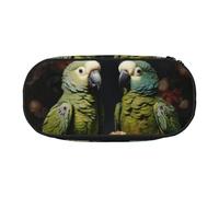 BREAUX Couple Parrots Olive print Pencil case, makeup bag, sturdy storage bag, fit for office or travel essential accessories