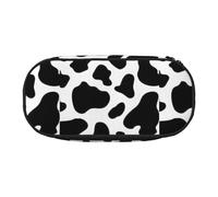 BREAUX Cow spot print Pencil case, makeup bag, sturdy storage bag, fit for office or travel essential accessories, Black, One Size, Portability