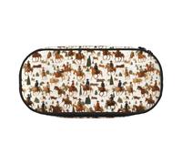 BREAUX Cowboy Ride Horse print 300D Oxford Cloth Pencil Case Pouch, Double-Headed Zipper Design, Cosmetics and Organizer
