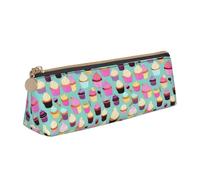 BREAUX Cupcake Pattern print Triangle leather stationery storage bag, fit for travel and cosmetics storage