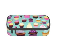 BREAUX Cupcake Pattern Printed Large Capacity Cosmetic Bag, Toiletries Bag, Stationery Organiser., Black, BD004, Black, One Size, Floral