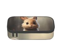 BREAUX Cute Bunny print unisex pencil pouch, versatile stationery storage bag for office, travel or makeup
