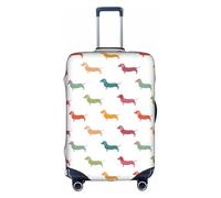 BREAUX Cute Dachshound Dogs print Trolley Suitcase Protective Cover Luggage Protective Cover Unique Double Sided Pattern, White, L