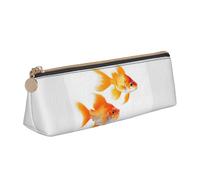 BREAUX Cute goldfishes print Triangle leather stationery storage bag, fit for travel and cosmetics storage