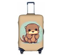 BREAUX cute otter print Luggage Cover, Luggage Protective Cover, Trolley Travelling Case Protective Cover, White, XL