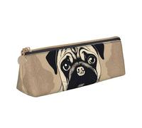BREAUX Cute Pug Dog print Triangle leather stationery storage bag, fit for travel and cosmetics storage
