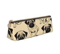 BREAUX Cute Pug Dog print Triangle leather stationery storage bag, fit for travel and cosmetics storage